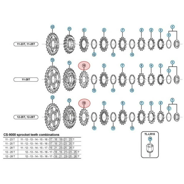 Pignon Shimano Dura Ace CS-9000 - 11 Vitesses - 17 Dents - 11-28/12-25/12-28 Dents 4 Pignon Shimano Dura Ace CS-9000 - 11 Vitesses - 17 Dents - 11-28/12-25/12-28 Dents – Image 2
