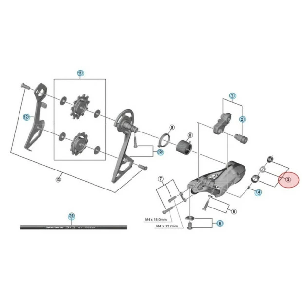 Vis De Réglage De Tension De Câble De Dérailleur Arrière Shimano Ultegra RD-R8000 4 Vis De Réglage De Tension De Câble De Dérailleur Arrière Shimano Ultegra RD-R8000 – Image 2